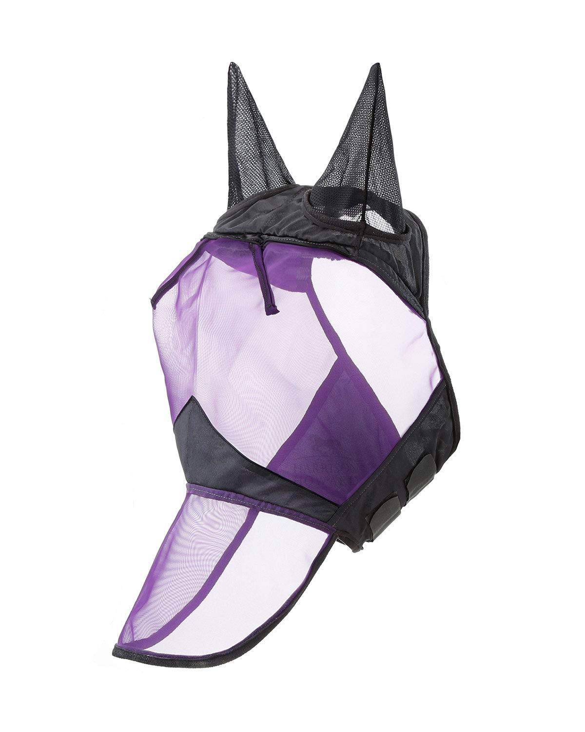 Harrison Howard CareMaster Horse Fly Mask Long Nose with Ears Full Face Black/Purple Retro Small Pony