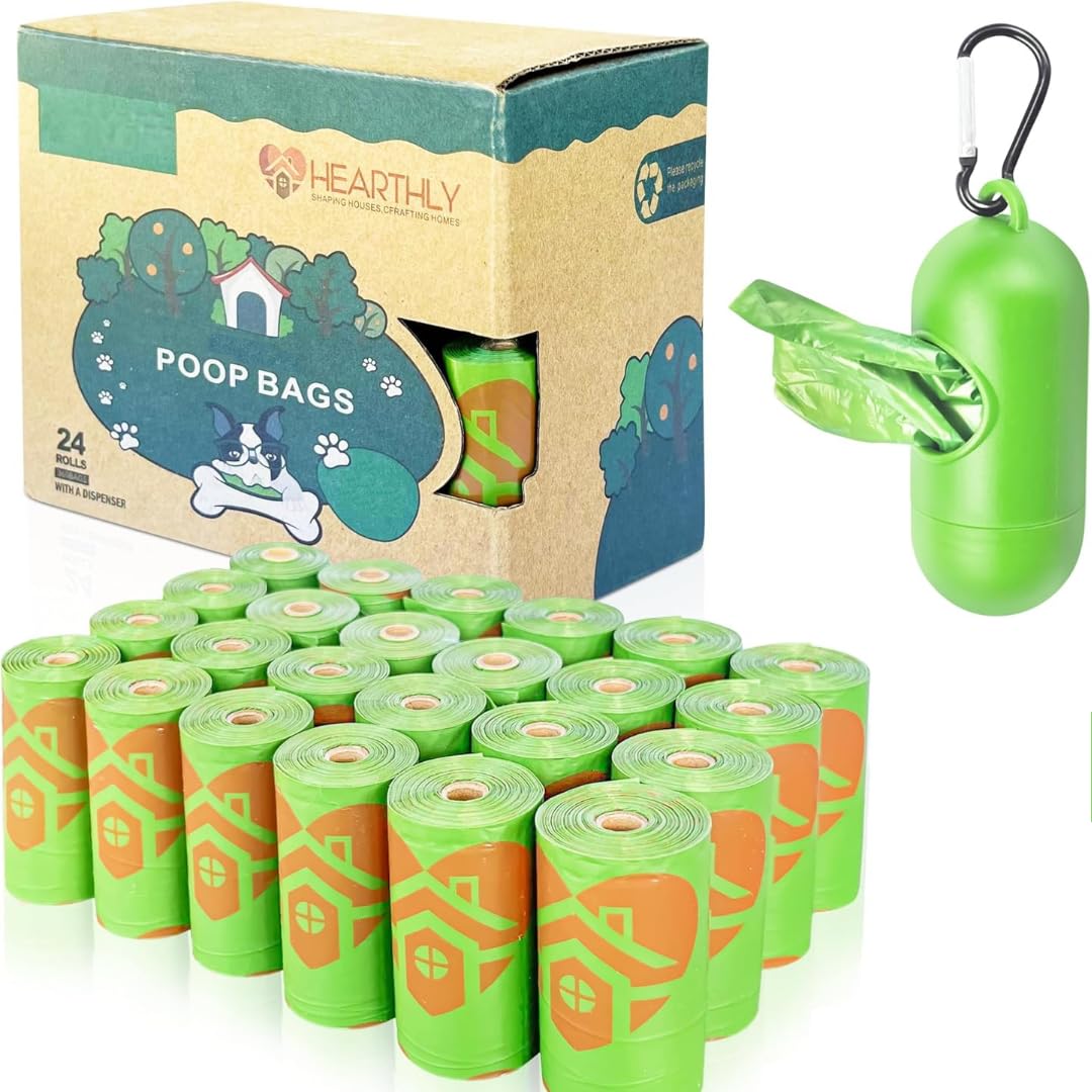 Dog/Cat Poop Bags 360 Count Pack Of 24 Rolls | Leak Proof And Extra Thick Waste Bag Refill With Dispenser | Pet Essential Litter