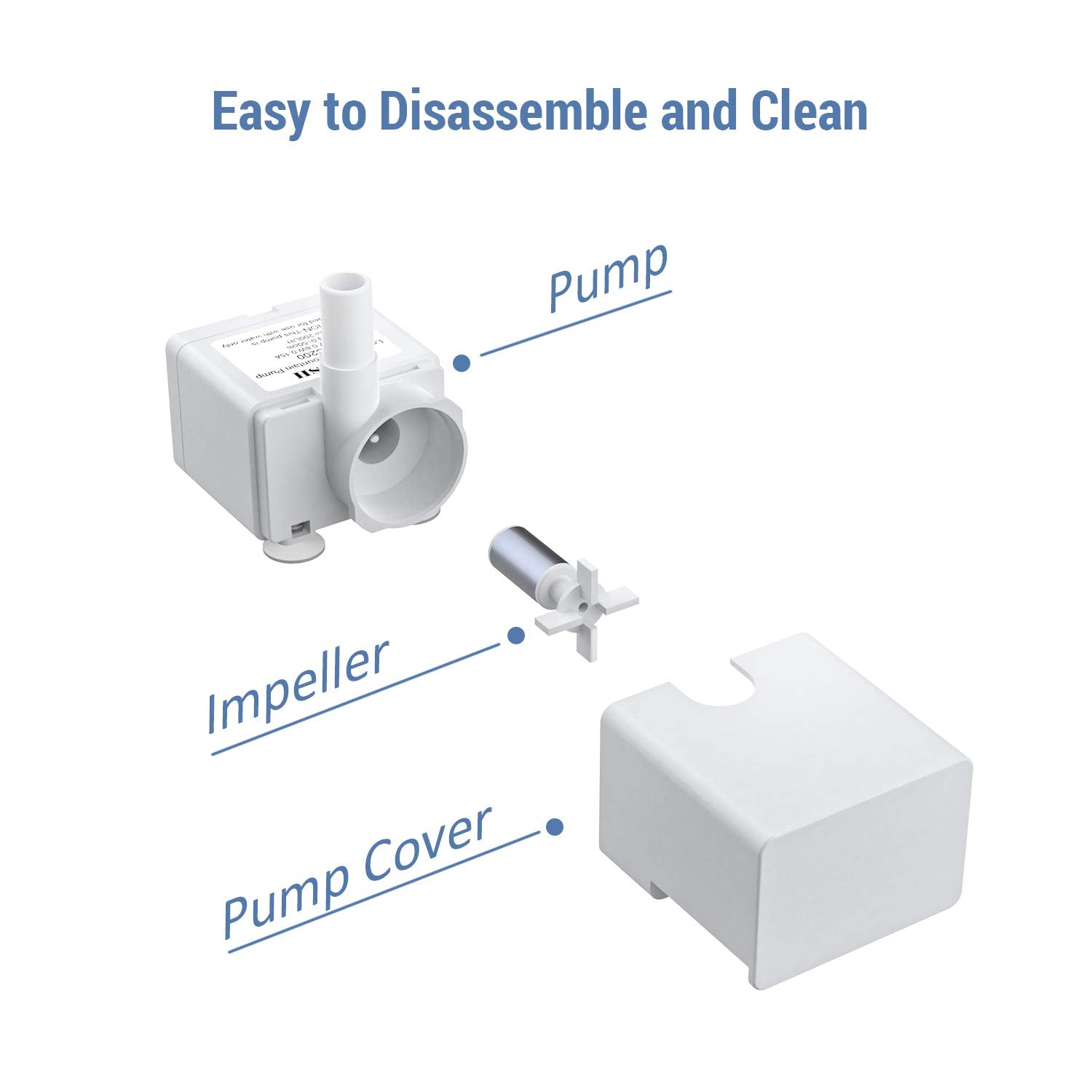 Veken Replacement Pump For 67Oz, 95Oz And 135Oz Pet Fountain Cat Water Fountain Dog Water Fountain Ultra Quiet Long Lifespan Water Pump, Usb Cable, Led Lights