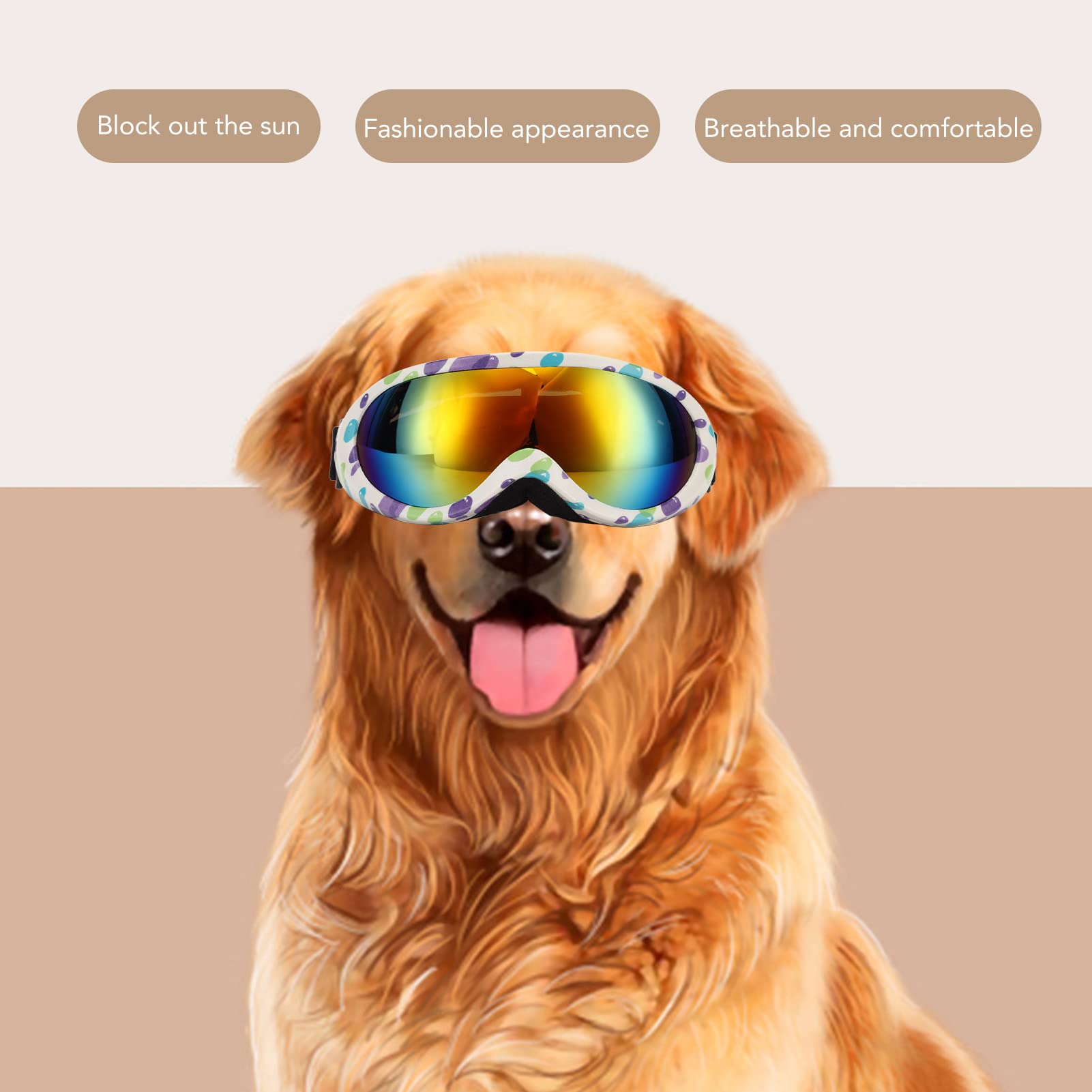 Dog Sunglasses, Dog Goggles Pet Glasses Eye Winproof For Dogs Eyes Red Lens ( Blue Frame)