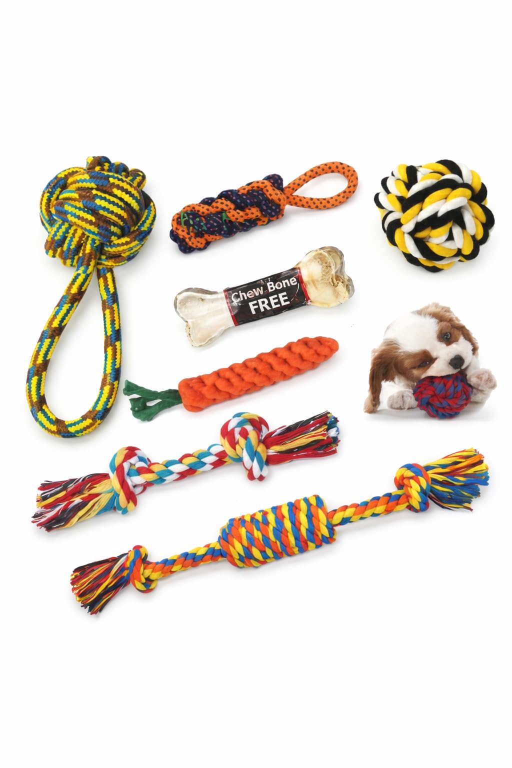 HASHWING Interactive Dog Toys 7 in 1 Pack  Rope Dog Toys, Puppy Teething Chew Toys, Durable Tug Toys for Small & Medium Dogs 2k