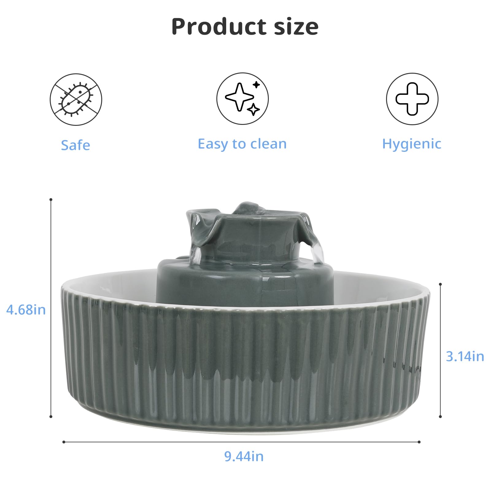 Waatoos Ceramic Cat Water Fountain, 2.1L/71oz Cupcake Pet Water Fountain for Cats and Dogs, Ultra-Quiet Pump Pet Fountain with R