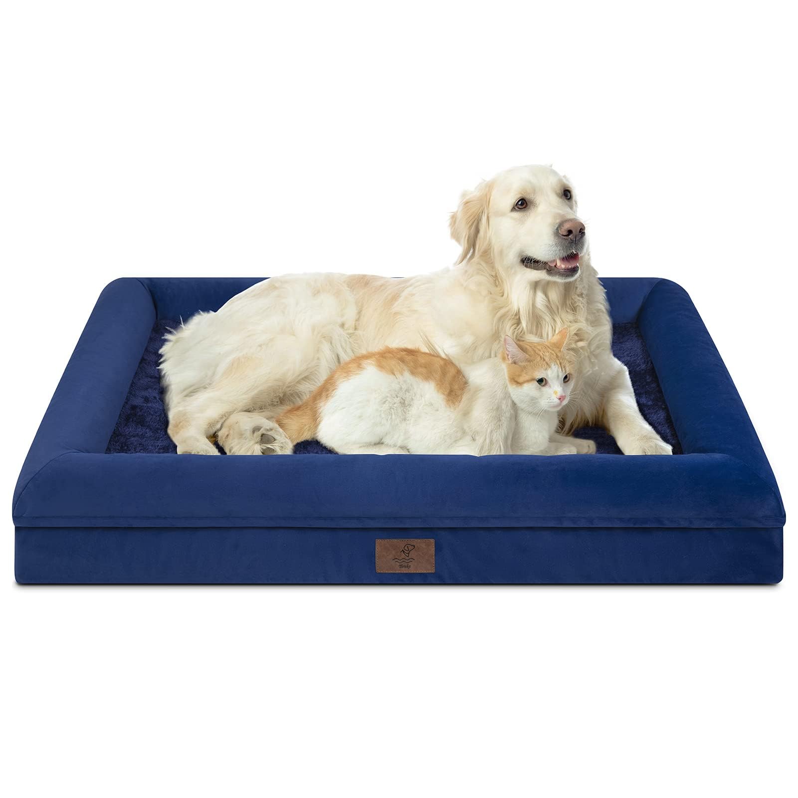Yiruka Dog Bed for Extra Large Dogs, Orthopedic Washable Dog Bed with Removable Bolster, Waterproof Pet Bed with Nonskid Bottom,