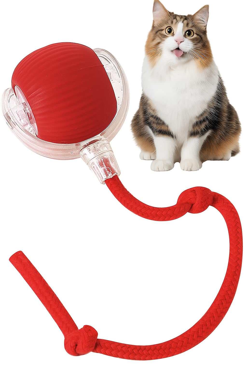 Japak Cat Ball Toy With Rope Tail, Smart Rolling Ball For Indoor Cats And Dogs