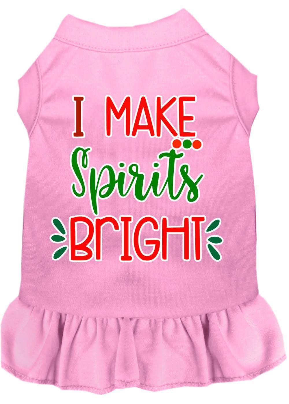 Christmas Pet Dog & Cat Dress Screen Printed, &quot;I Make Spirits Bright&quot; Black W/Bright Pink LG (10-14 lbs.)