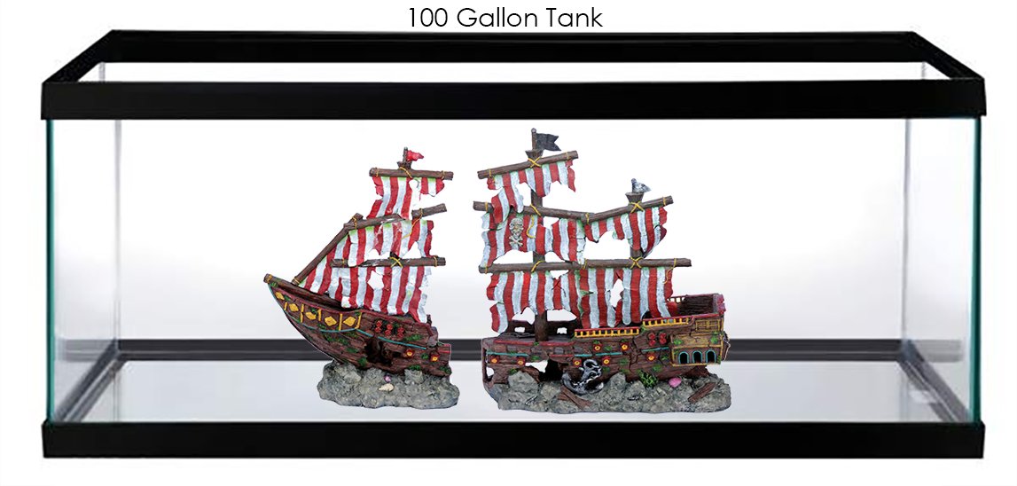 Penn-Plax Deco-Replicas Striped Sail Shipwreck Aquarium Decoration – Safe For Freshwater And Saltwater Fish Tanks – Large – 2 Pieces