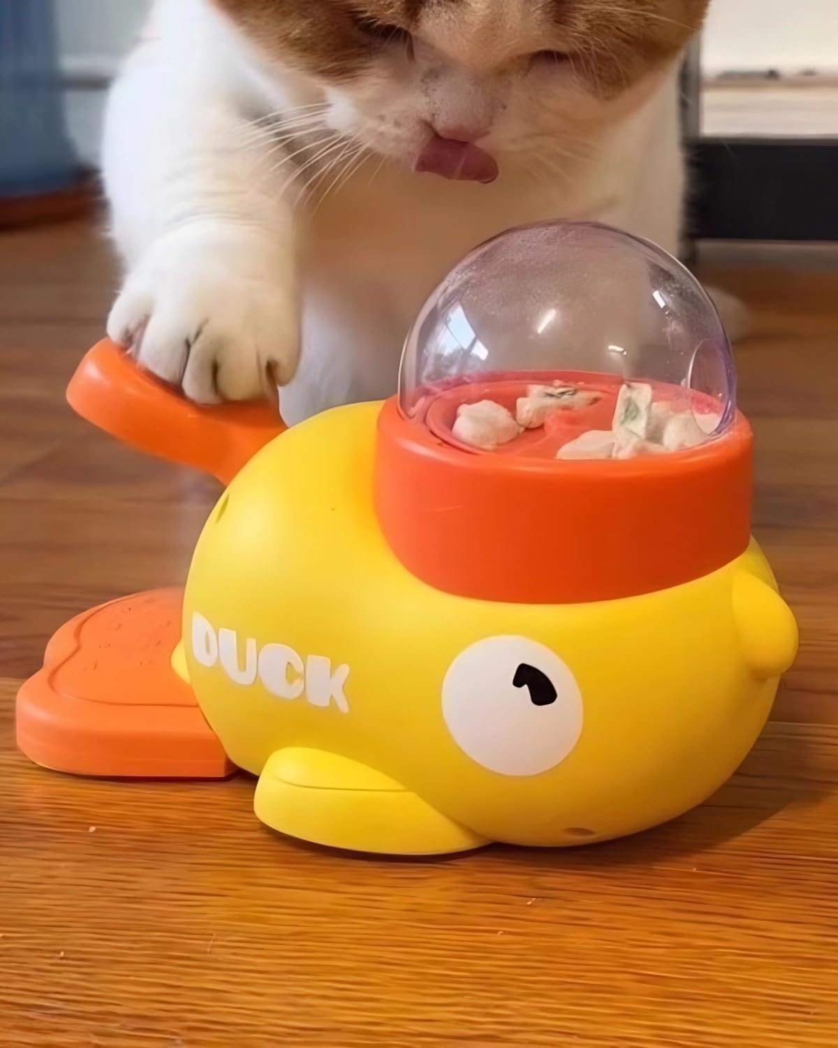 Cat Puzzle Treat Dispenser, Puzzle Feeder Dog Treat Dispenser Toy, Duck Pet Feeder, Slow Feeder Dog Bowls, 3 Sizes of Lids, Duck