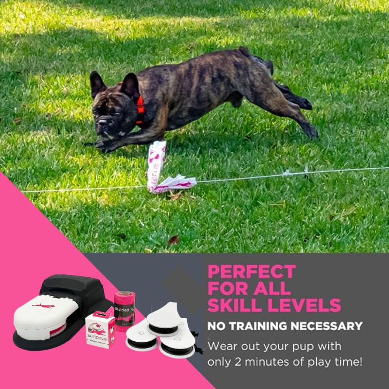 Swiftpaws - Home Original - Chase Toy - For Dogs - Flag Lure Course - Interactive Dog Enrichment Toy - Includes Main Unit, 3 Pul