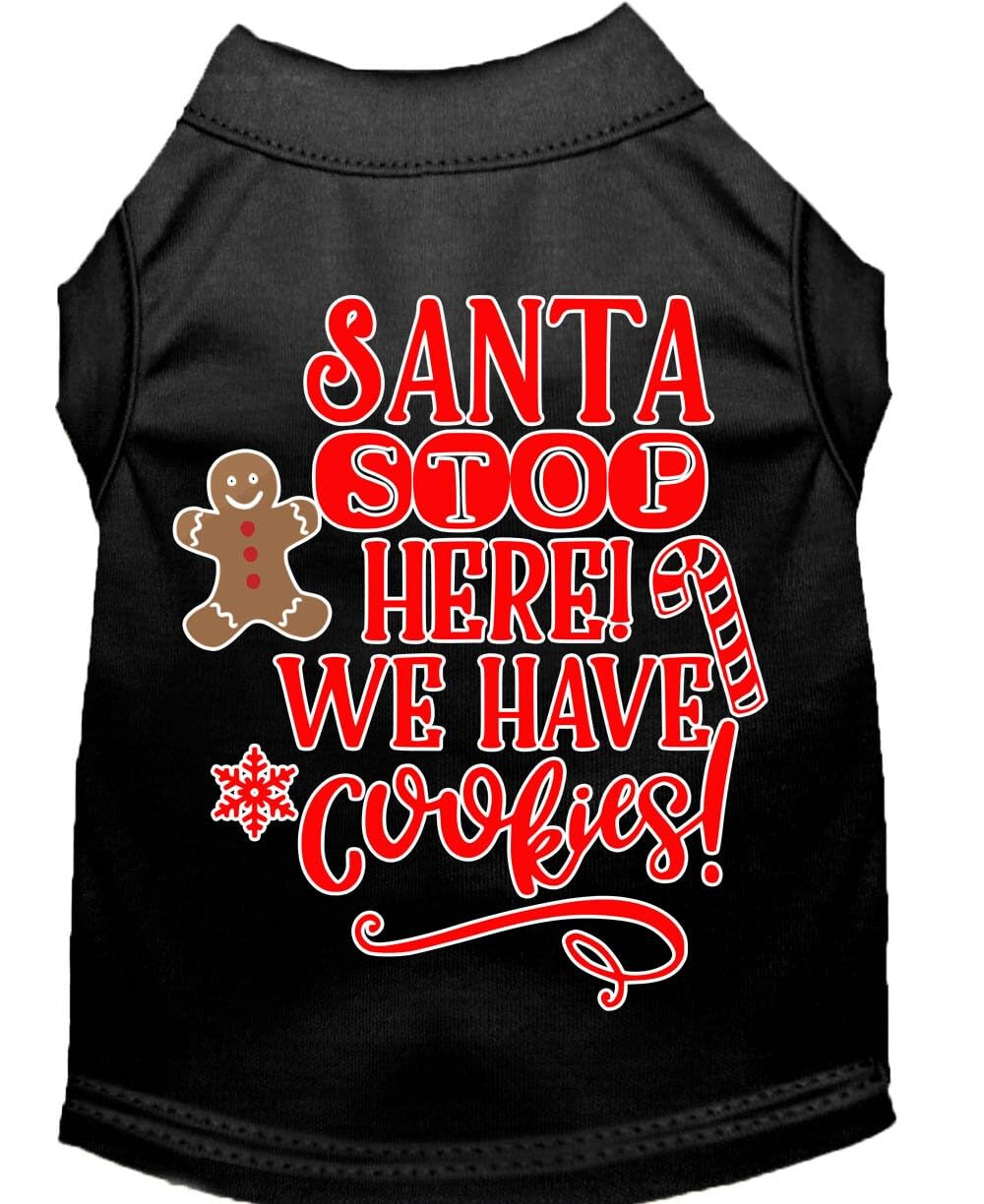Christmas Pet Dog & Cat Shirt Screen Printed, &quot;Santa, We Have Cookies&quot; Baby Blue XS (0-3 lbs.)
