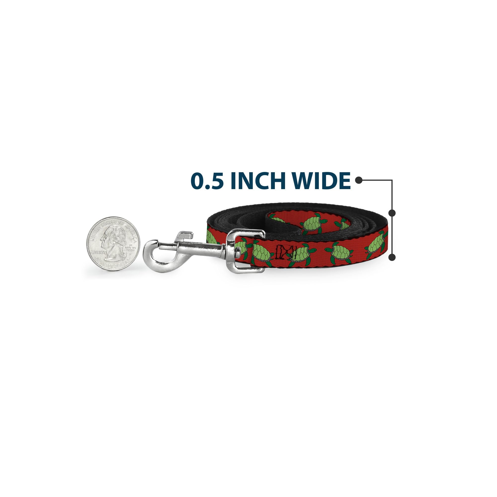 Buckle-Down Pet Leash - Sea Turtles Red/Green - 6 Feet Long - 1.5 Wide