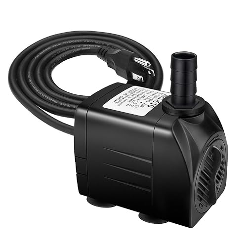 Jhua Water Fountain Pump 300Gph (1100L/H, 21W) Submersible Water Pump, Ultra Quiet Fountain Pumps Submersible Outdoor With 5.9Ft Power Cord, 3 Nozzles For Aquarium, Tank, Pond, Statuary, Hydroponics