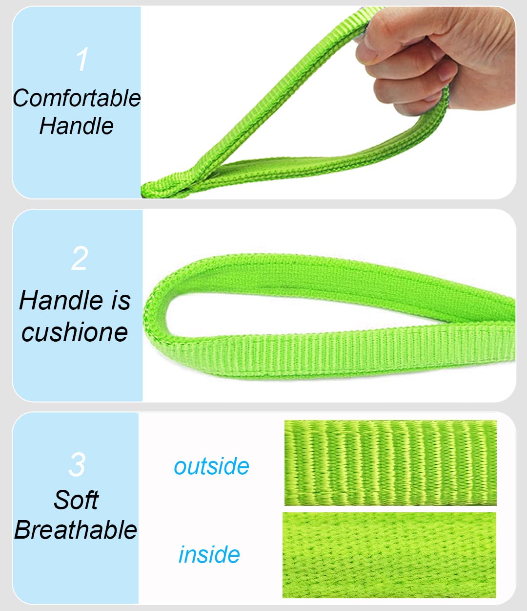 Mycicy Reflective Rope Leash Large Dog Leash Strong Braided Heavy Duty Soft Padded Handle Dog Leash For Ex-Large Large Dogs Training Walking Leads (3/4Inch- 6Ft-Green)