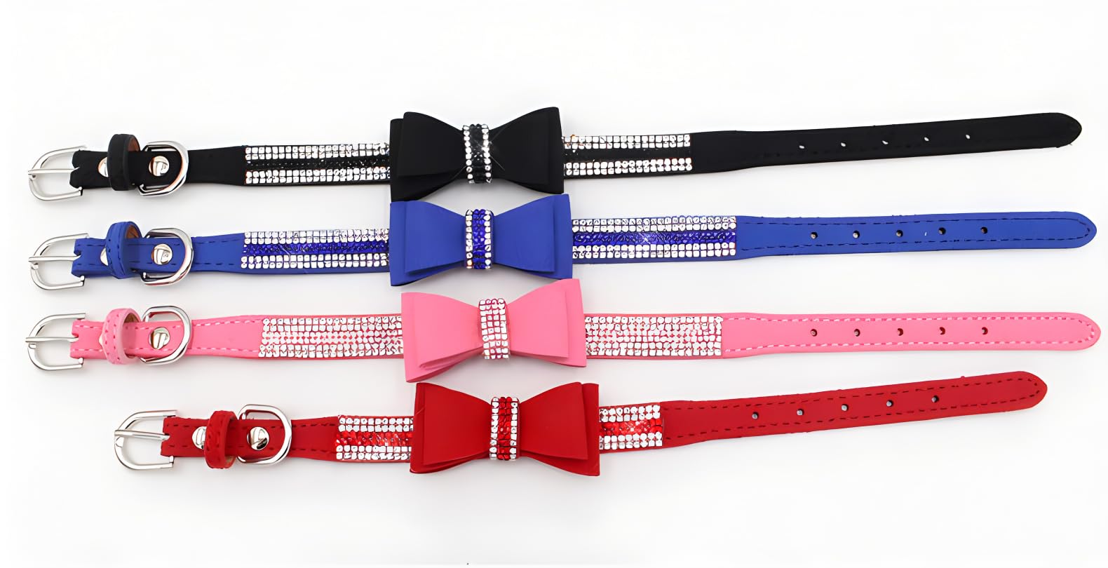 Purple Diamond Cat Collar With Bow, Girl Rhinestone Dog Collars Diamond Puppy Collar Sparkly Crystal Jewelry Cute Adjustable For