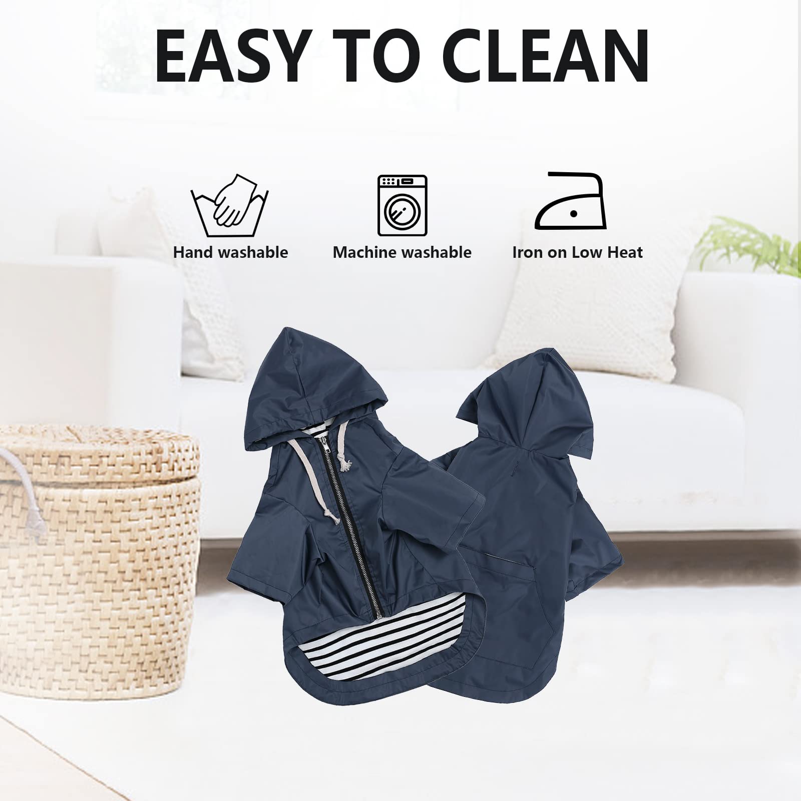 Dog Raincoat Waterproof Puppy Rain Jacket With Hood For Small Medium Dogs, Poncho With Reflective Strap, Storage Pocket And Harness Hole - Blue - Xxl