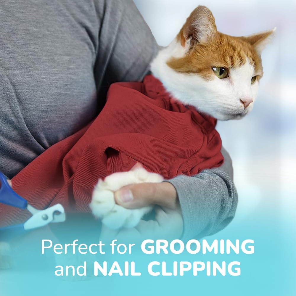 CAT-IN-THE-BAG COZY COMFORT Small Red Cat Carrier - Cotton Pet Bag for Grooming, Vet Visits, and Travel (Model 513000)