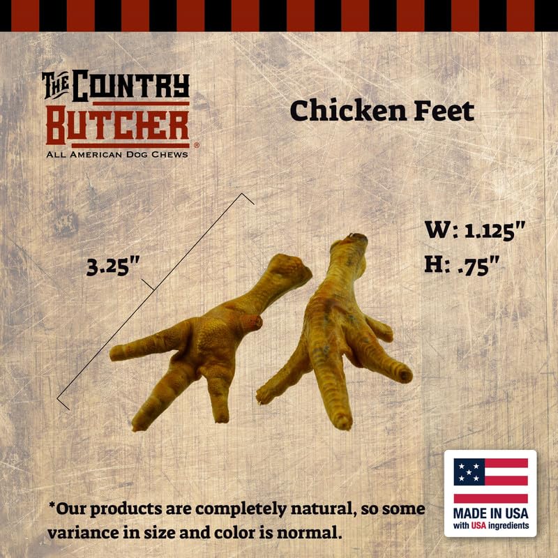 THE COUNTRY BUTCHER Chicken Feet Dog Treats for Small, Medium and Large Breeds, Natural Chew, Rich Source of Glucosamine and Cho