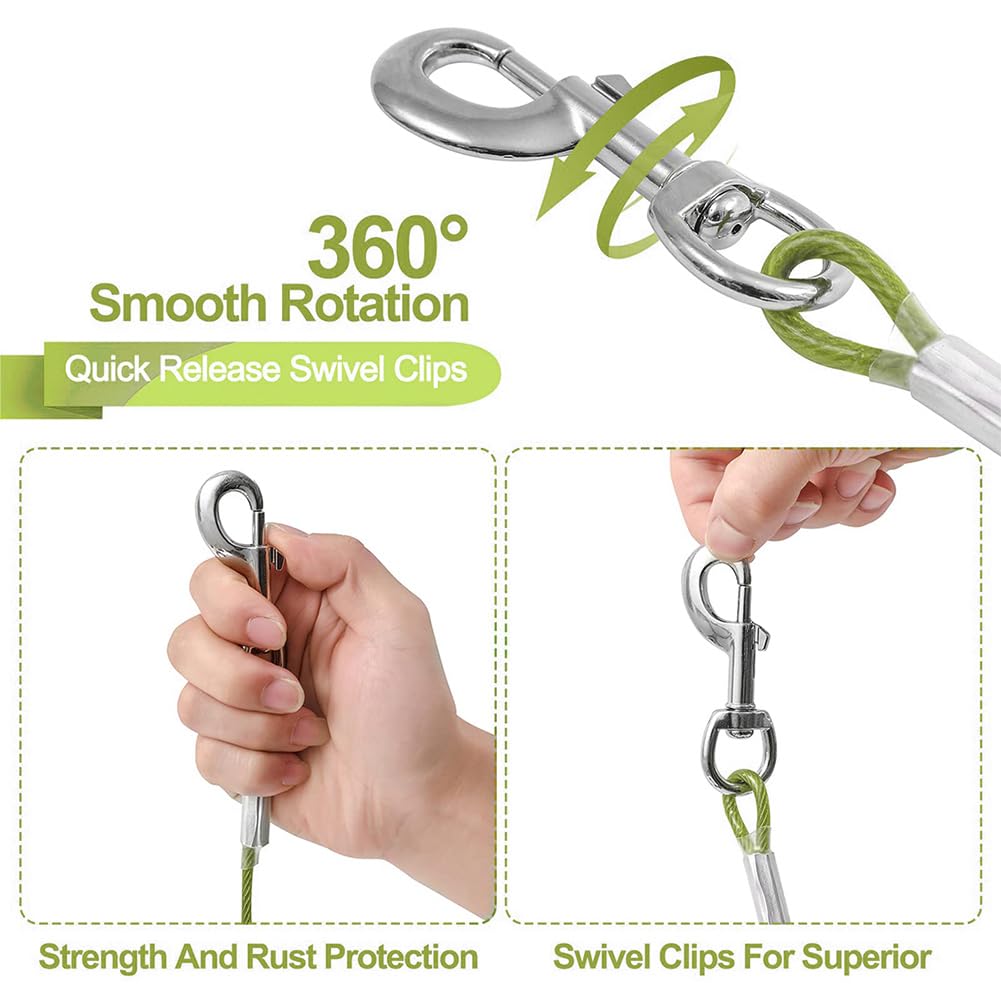 Mi Metty 10Ft Heavy Duty Dog Tie Out Cable For Large Dogs Up To 125Lbs - Durable Dog Runner For Outdoor Yard And Camping