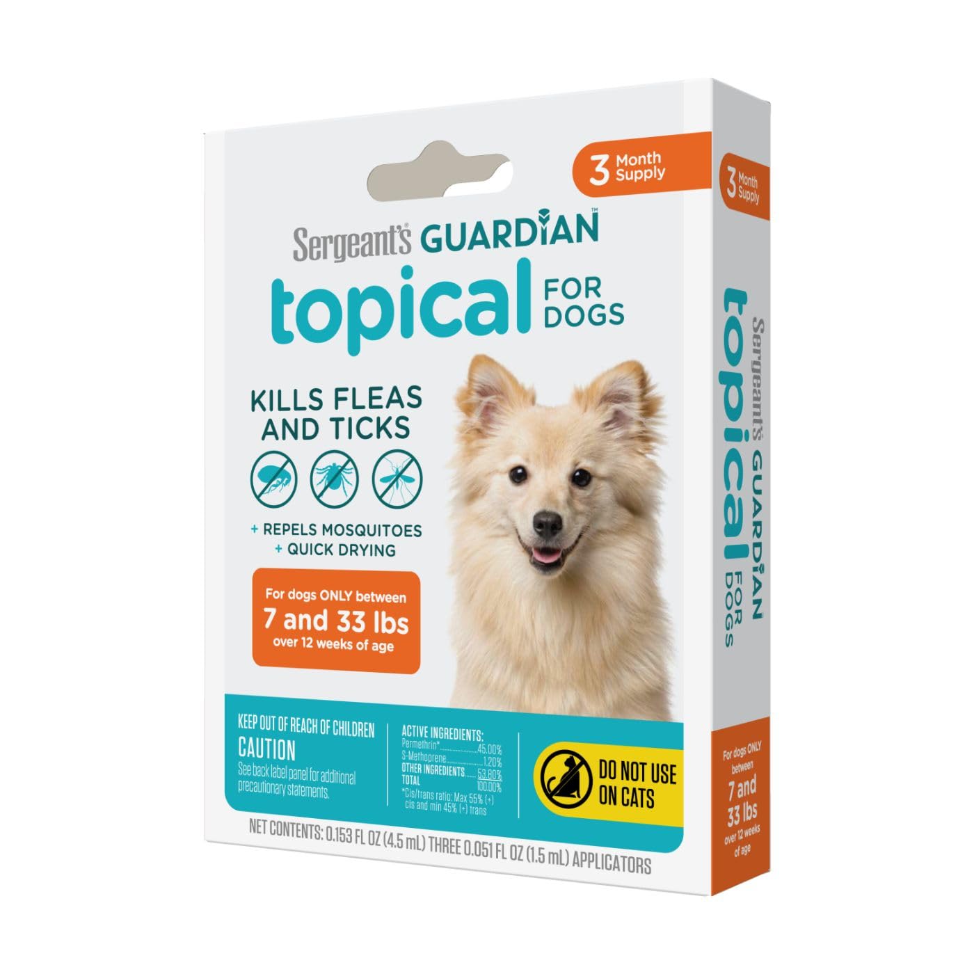 Sergeants Guardian Flea & Tick Squeeze On for Dogs 7-33 lbs., 3 Count