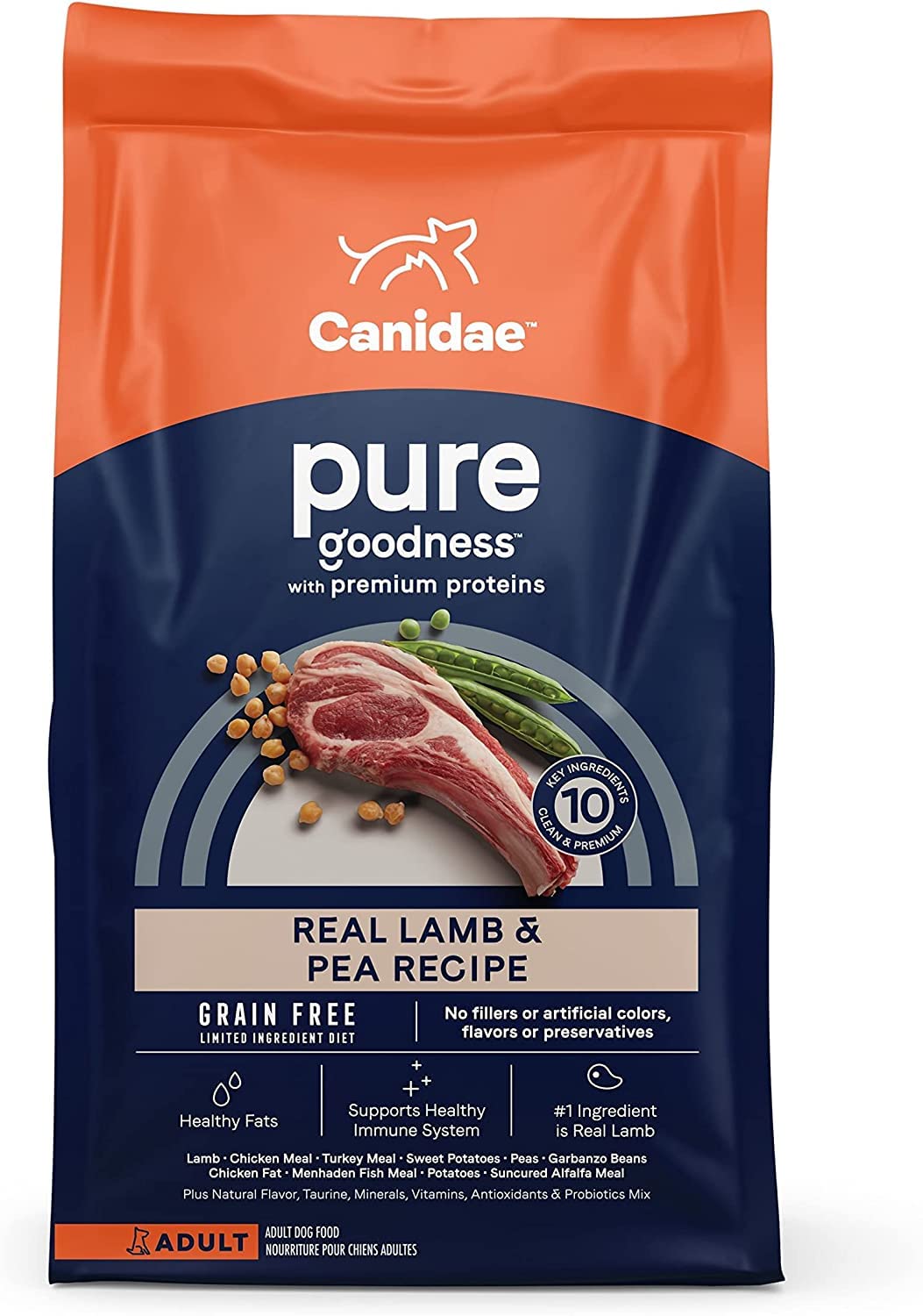 Canidae Pure Limited Ingredient Premium Adult Dry Dog Food, Real Lamb & Sweet Potato Recipe, 12 lbs, Grain Free