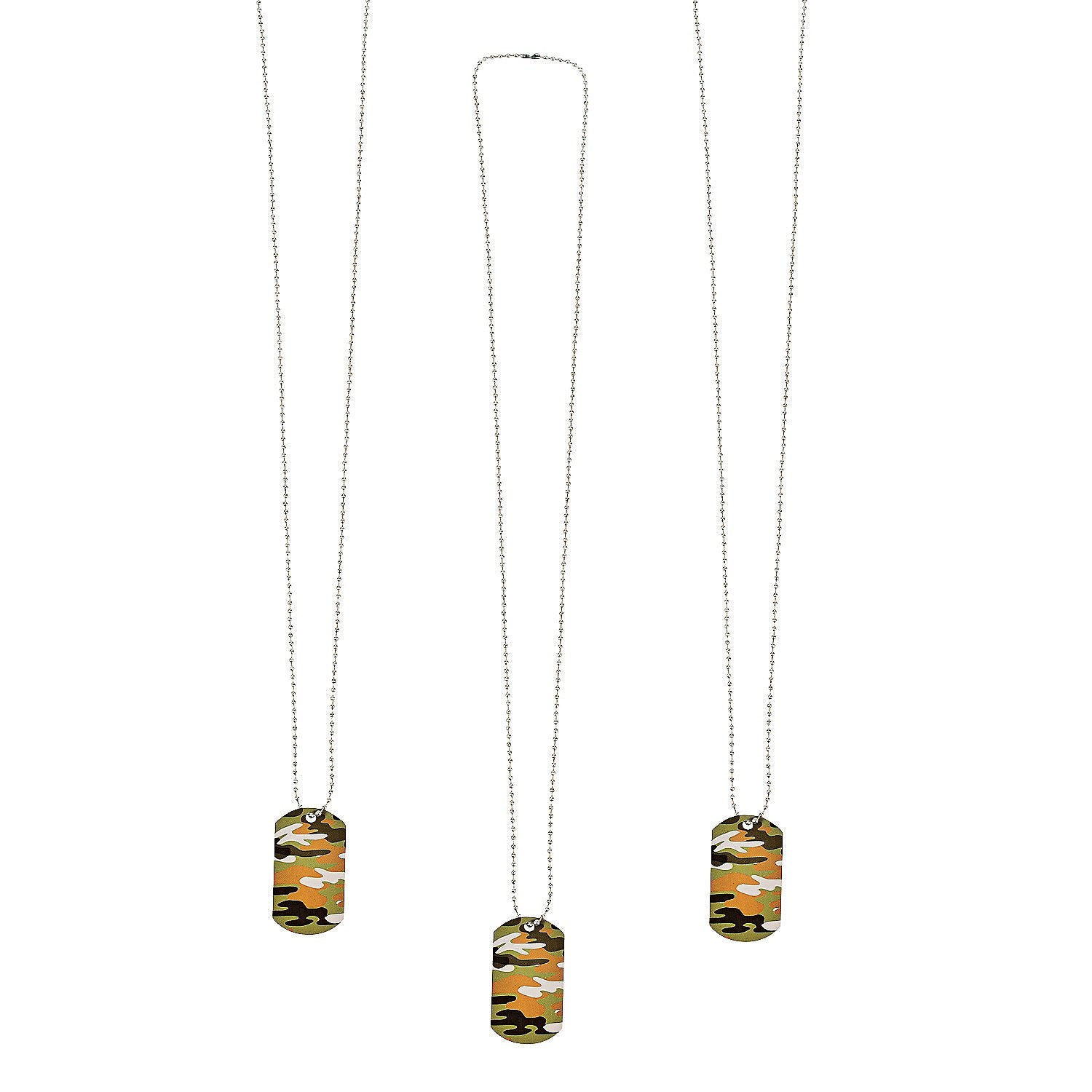 Fun Express Camouflage Dog Tag Necklaces - Military-Inspired Party Favors For Events Themed Parties Costumes & Celebrations - Pe