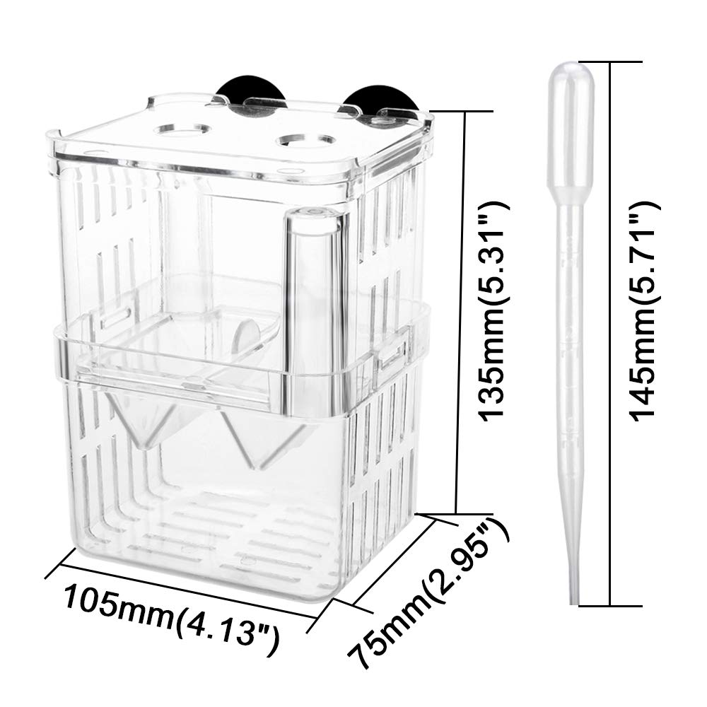 Senzeal Aquarium Fish Breeder Box Plastic Fish Isolation Breeding Box Hatching Incubator Box For Baby Fish Shrimp Clownfish Guppy