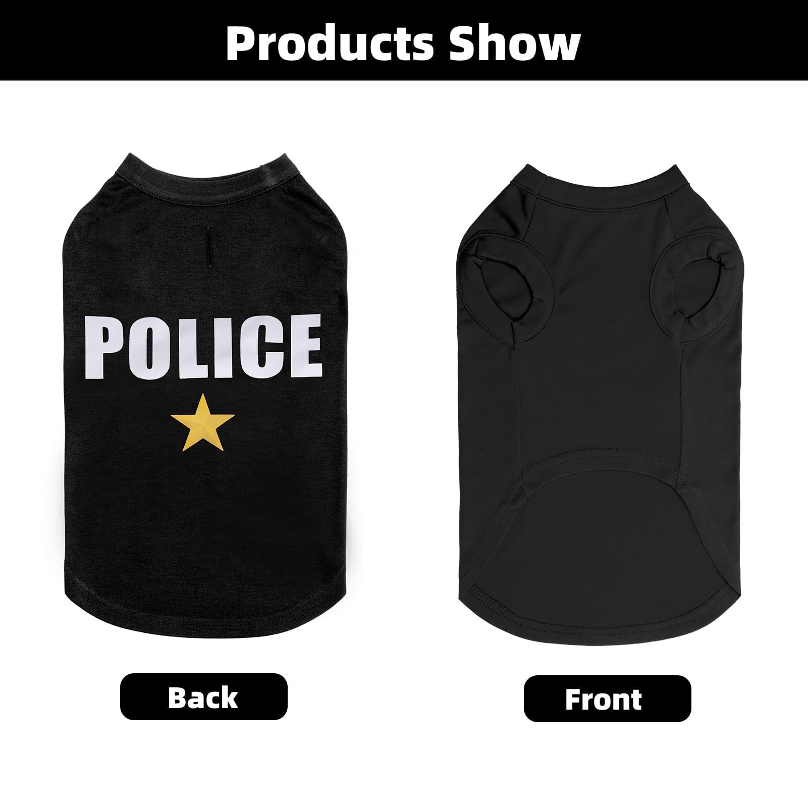 Bingpet Police Dog Shirts,Soft Cotton Puppy Tshirt,Breathable Lightweight Dog Costumes Tank Top Vest,Machine Washable Stretchy Dog Clothes For Small Medium Large Dogs Boy Girl