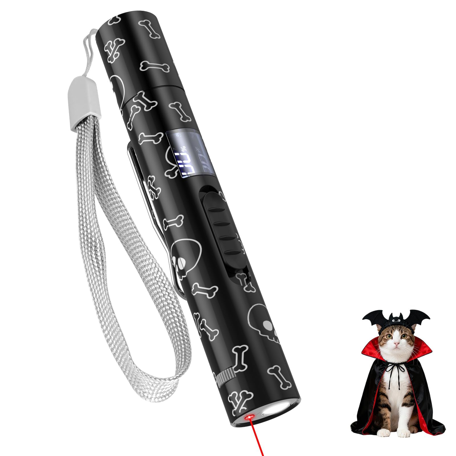 Cat Toy Pointer for Indoor Cats, Battery Level Display Screen, USB Rechargeable Kitten Toys with 7 Adjustable Patterns, Interact