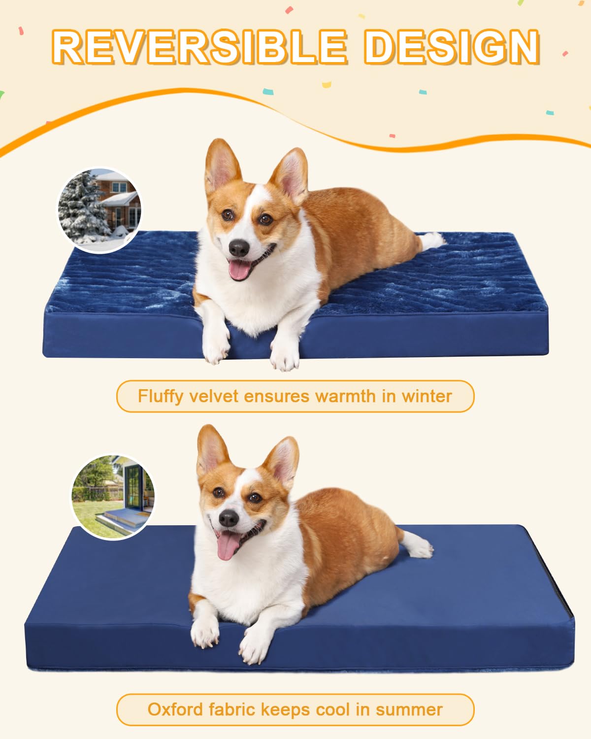 Ksiia Orthopedic Dog Bed - Waterproof Crate Bed For Medium Dogs, Deluxe Plush Washable With Egg Crate Foam & Removable Cover, 29