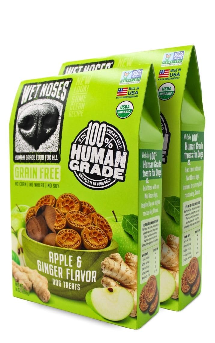 Wet Noses Grain-Free Organic Crunchy Dog Treats - for All Pet Sizes, Breeds - All-Natural Puppy Treat - 100% Human-Grade - Delic