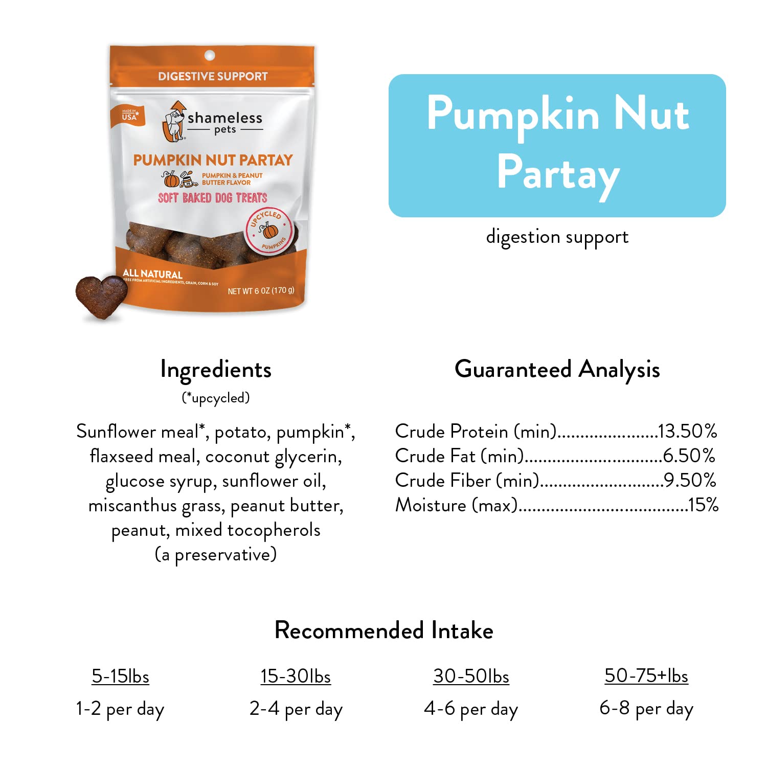 Shameless Pets Pumpkin Nut Par-Tay Soft-Baked Biscuit, 6 OZ