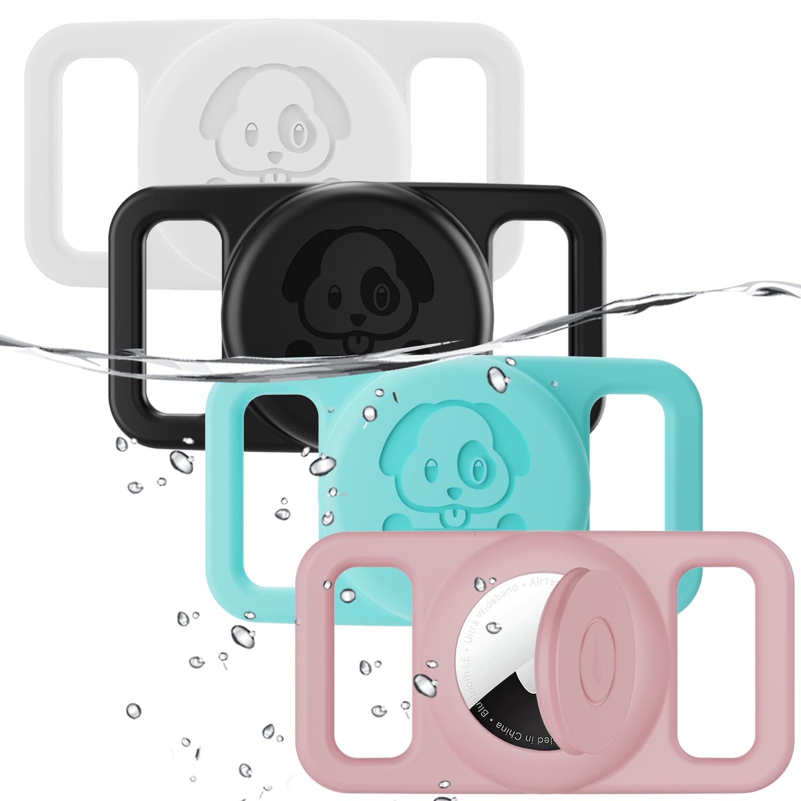 4 Pack Waterproof Dog Collar Holder Compatible With Airtag, Silicone Hidden Loop Holder For Airtag Tracker, Anti-Lost Dog Collar