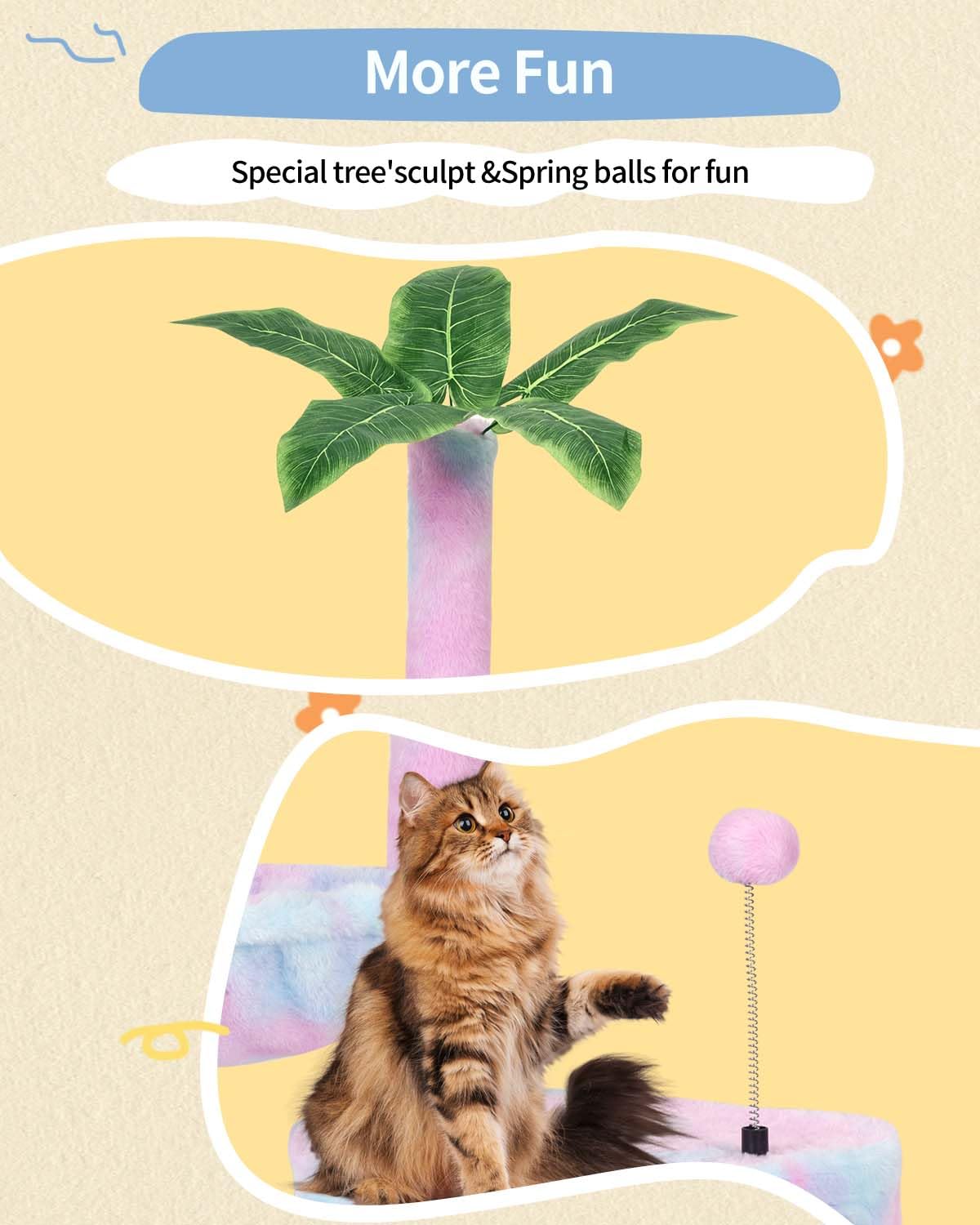 Kiyumi Cat Tree Cat Tower Condo With Sisal Scratching Post For Indoor Cats Tree Furniture With Hammock Perch And Kitten Ball Toy