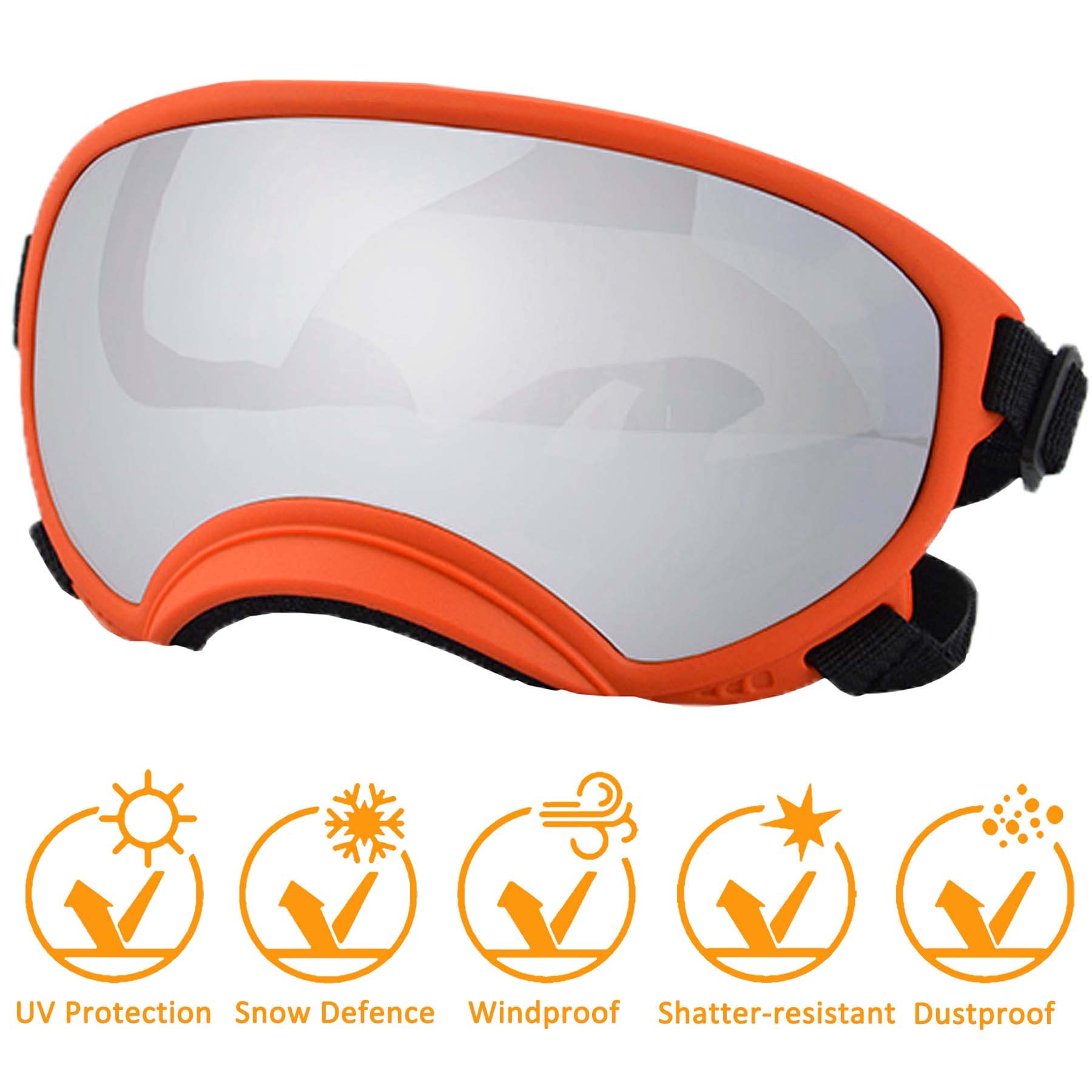 Nicerinc Pet Dog Sunglasses, Large, Uv Protection, Adjustable Strap, Soft Foam, Black