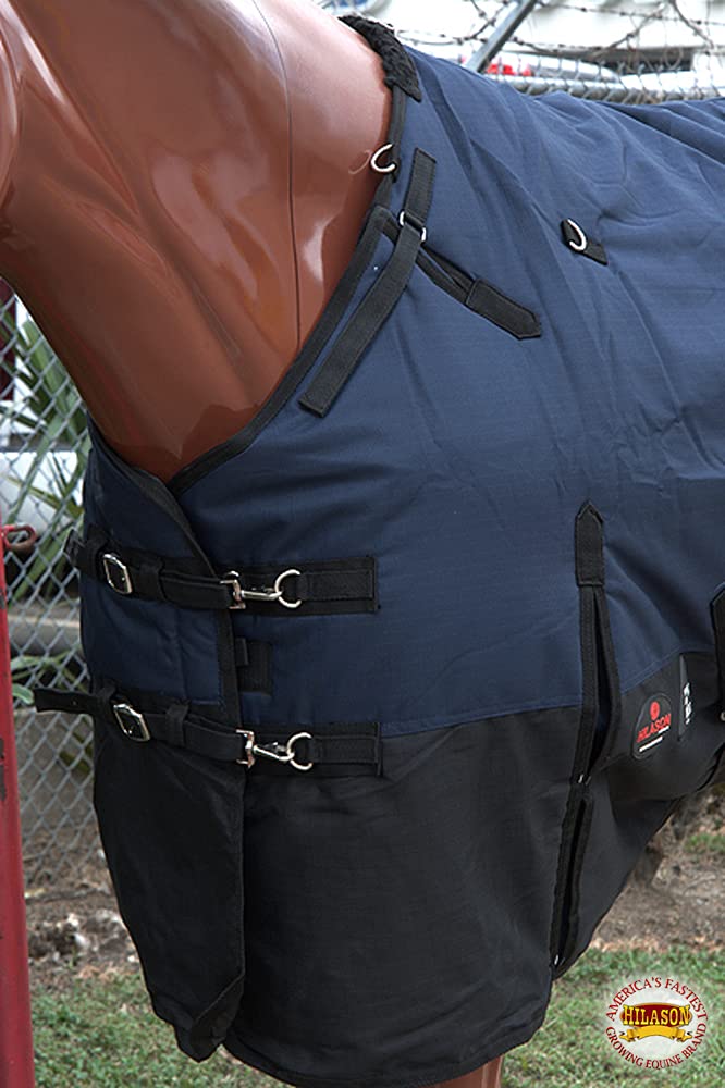 Hilason 1200D Winter Waterproof Poly Horse Blanket Belly Wrap Winter & Turnout Blanket For Horses 72 Inches