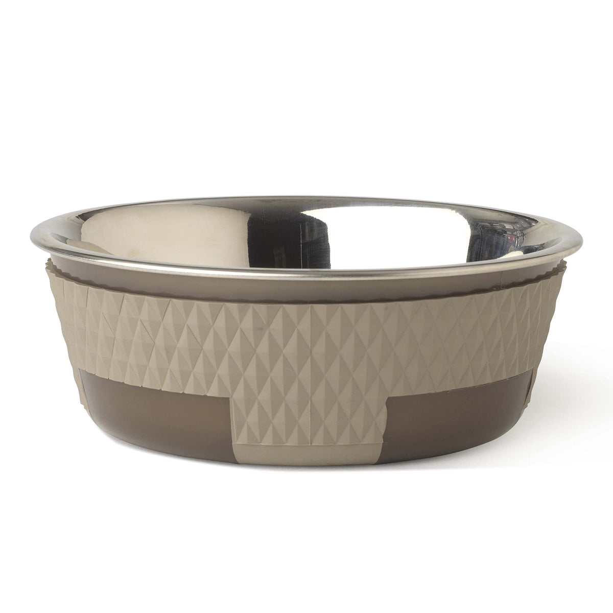 Petrageous 16016 Kona Stainless Steel Non-Slip Dishwasher Safe Dog Bowl 3.75-Cup 6.75-Inch Diameter 2.5-Inch Tall For Medium And Large Dogs And Cats 30-Ounce, Taupe