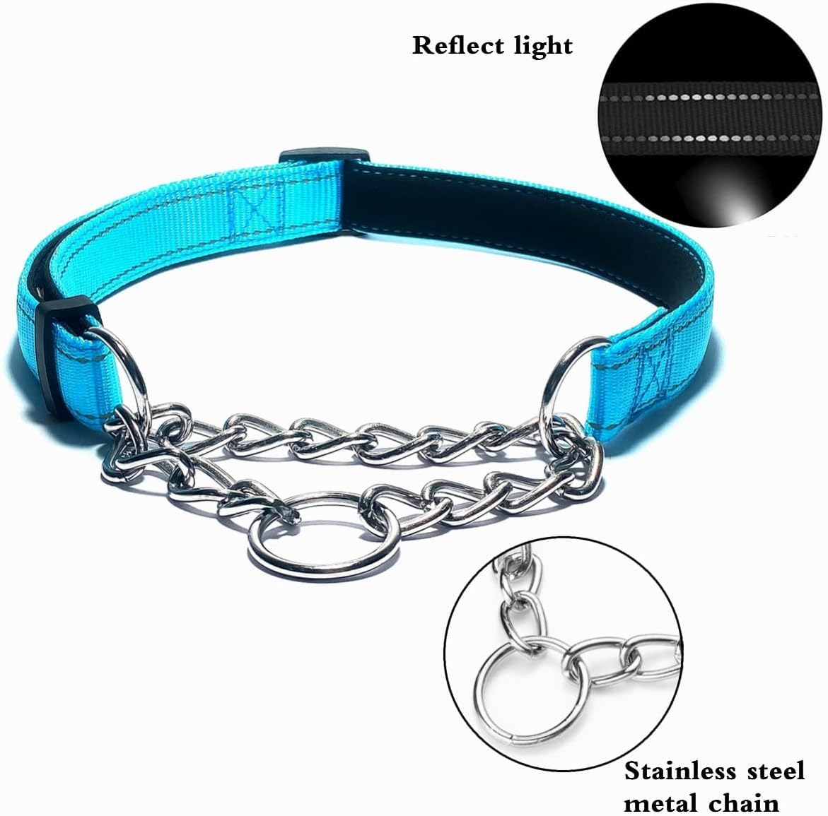 Pink Martingale Collar For Dogs, Reflective Nylon Dog Collar Adjustable Stainless Steel Chain Collar Female No Pull Pet Training Collar For Small Medium Large Dogs, Xl