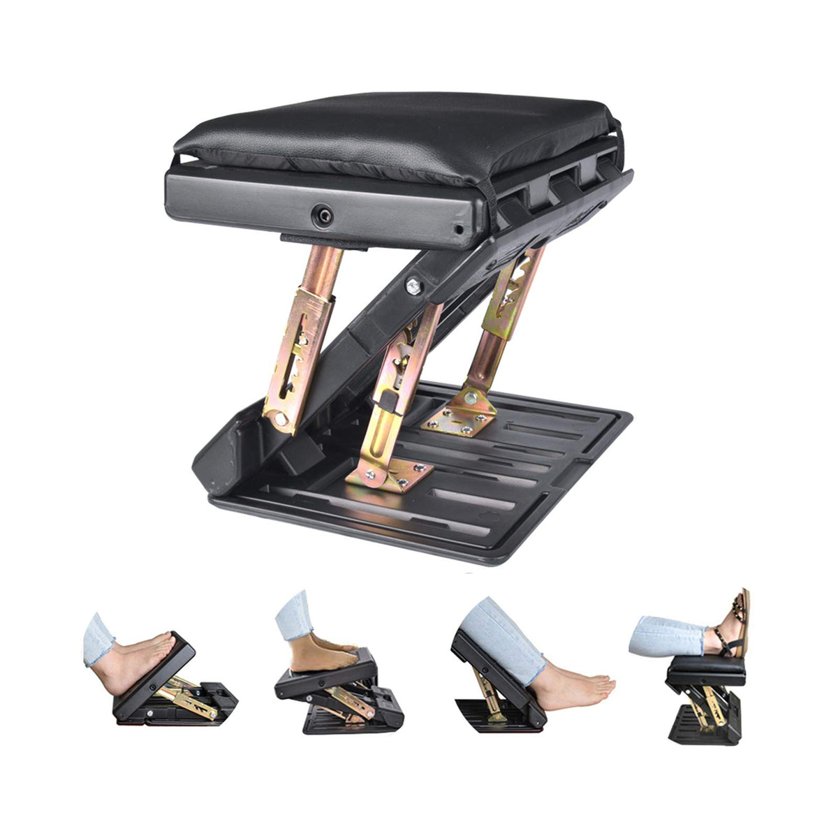 Leermart Adjustable Footrest With Removable Soft Foot Rest Pad Max-Load 120Lbs With Massaging Beads For Car,Under Desk, Home, Tr
