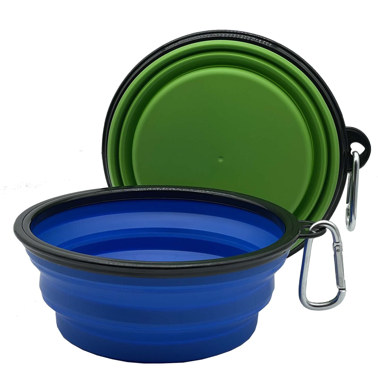 Large Collapsible Dog Bowl 35Oz,2 Pack Portable And Foldable Pet Travel Bowls With 2 Carabiners & Lids For Dogs Cats And Small A