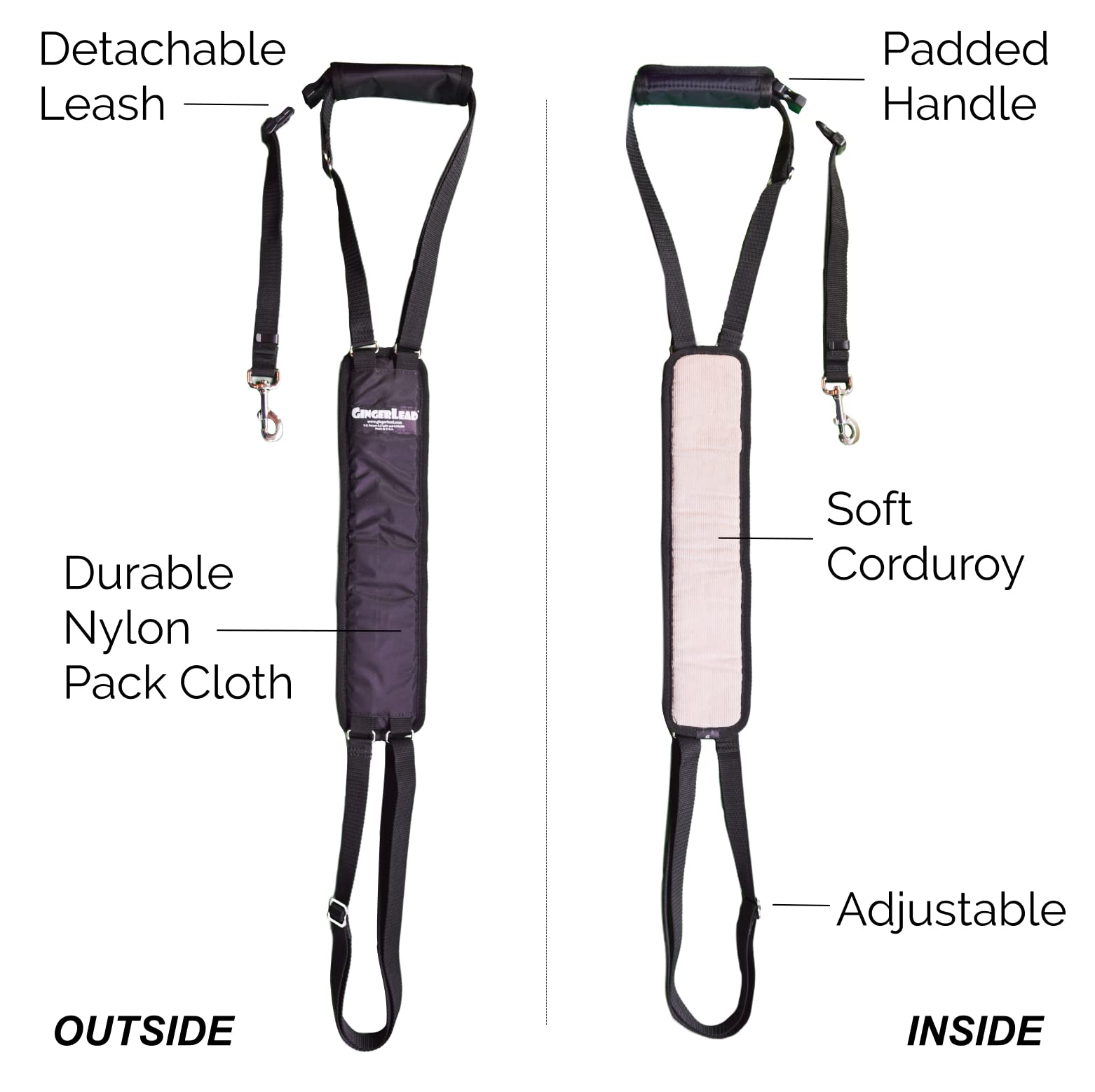 GINGERLEAD Dog Sling Support Harness, SM Female fits Small to Medium Size Pets or Larger Barrel Chested Dogs Like Boxers or Bull
