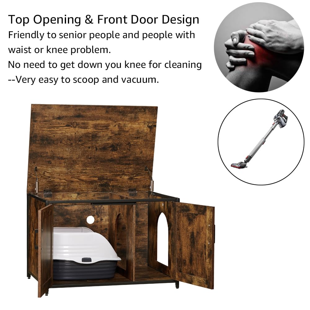 Unipaws Top Opening Cat Litter Box Enclosure, Friendly To Elderly People, Waist Or Keen Problem People, Xl Extra Large Cat Box Furniture, High Jumbo Automatic Litter Box Cover Hidden For Large Cat