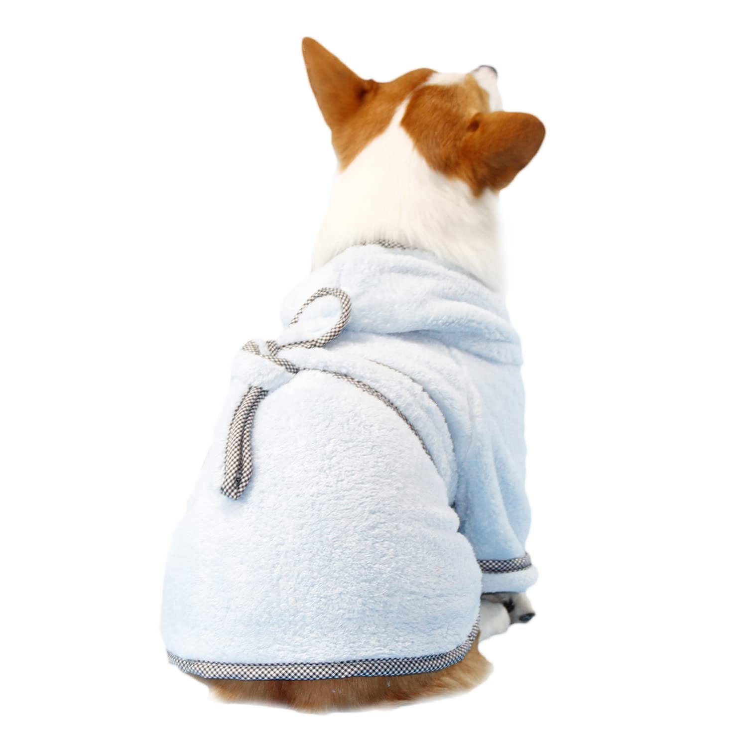 Dog Bathrobe, Microfiber Fast Drying Absorbent Hooded Bath Towel White For Puppy Small Medium Large Dog Cat (S, Lightcyan)