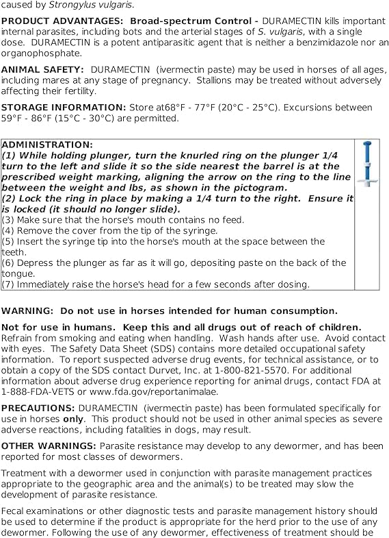 Durvet Duramectin Ivermectin Paste 1.87% for Horses, 0.21 oz (Pack of 2) - Effective Dewormer for Equine Health