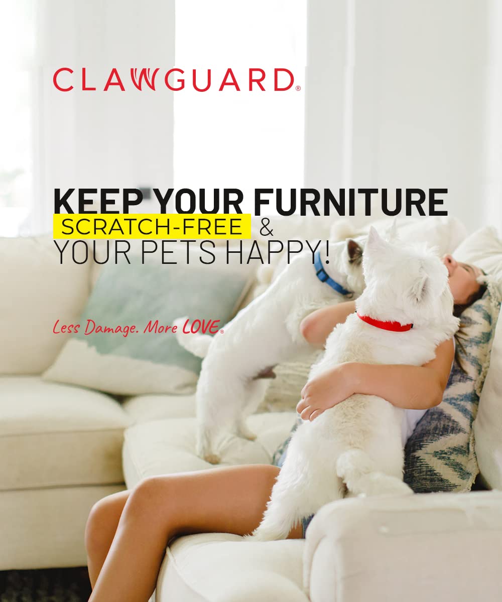 Clawguard Marine Grade Furniture Shields The Ultimate Clear Cat Scratch Pads To Protect & Cover Couch/Sofa/Chair/Upholstery, Crystal Clear