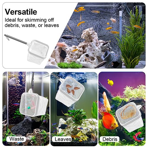 2-Pack White 3-Inch Aquarium Net - Small Fish Tank Tool for Shrimp & Bettas, Fast-Dry Mesh Scoop (Dual-Purpose Cleaner & Decor)