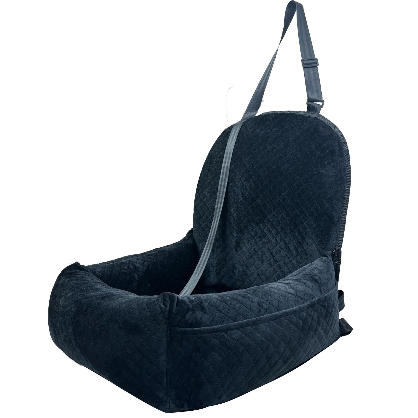 Luxury Dog Booster Seat - Safe & Comfortable Travel Bed, Disassembles for Easy Cleaning, Black, Medium