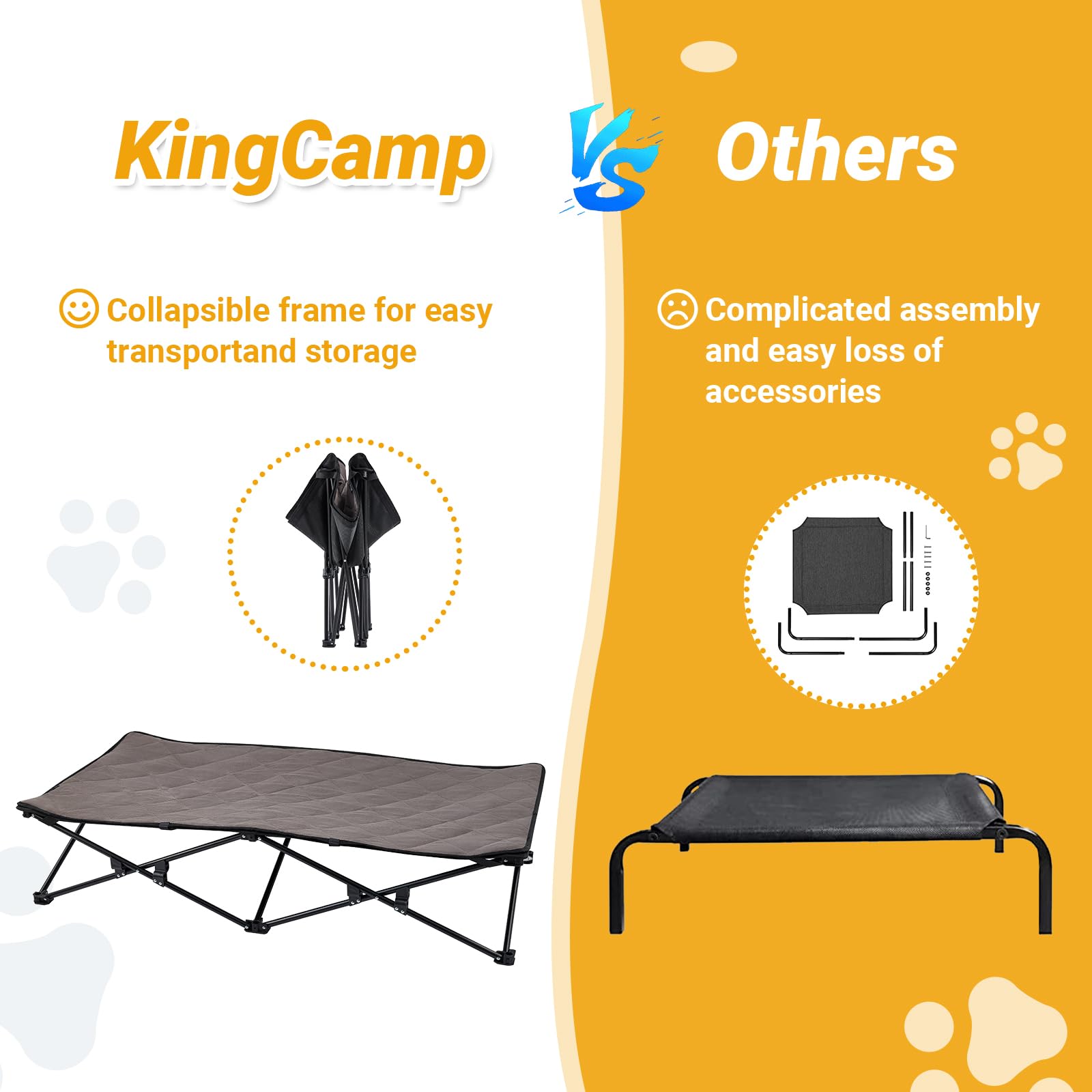 Kingcamp Elevated Dog Bed For Xl Dogs, Raised Outdoor Indoor Portable Cooling Cot Lifted Pet Hammock Off Ground With Washable Br
