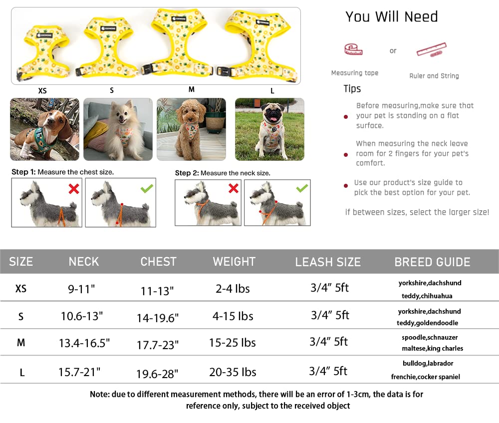 Dog Cat Harness And Leash Set, Puppia Soft Mesh Padded And Adjustable Puppy Vest Cute Dog Clothes Escape Proof Easy Walk Dog Accessories