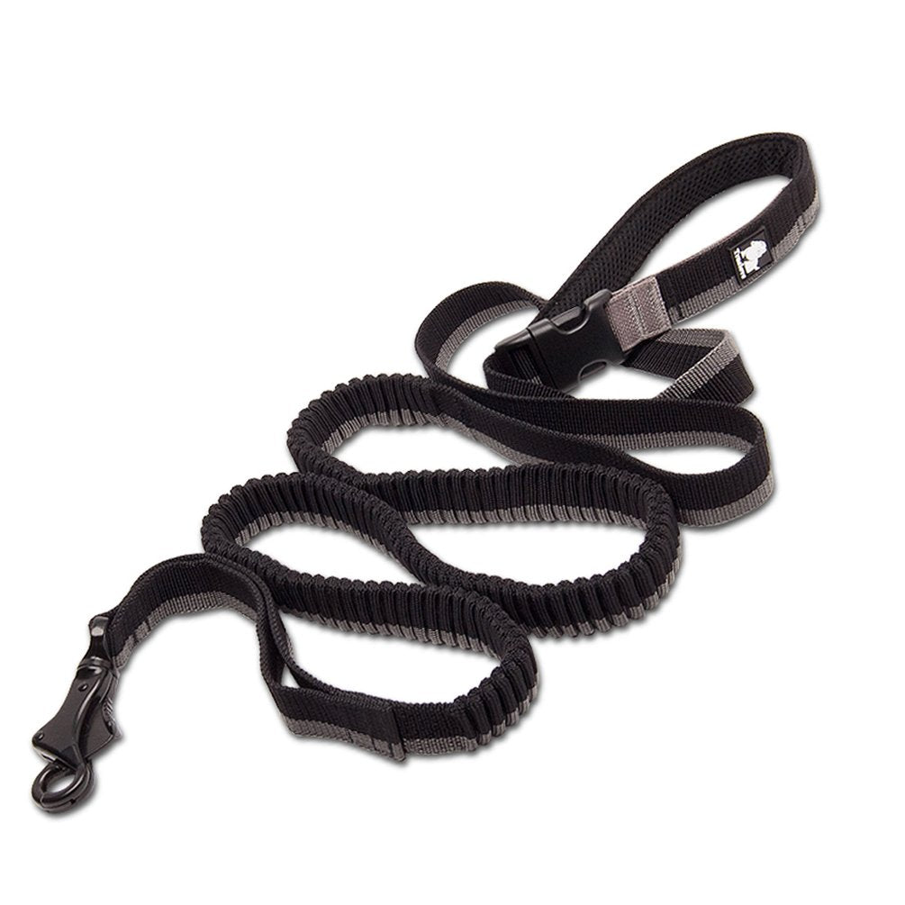 Sgoda Hands Free Dog Leash,Bungee Leash For Walking Running Training,Nylon Dog Lead With Soft Padded Waist Belt,Black,Medium