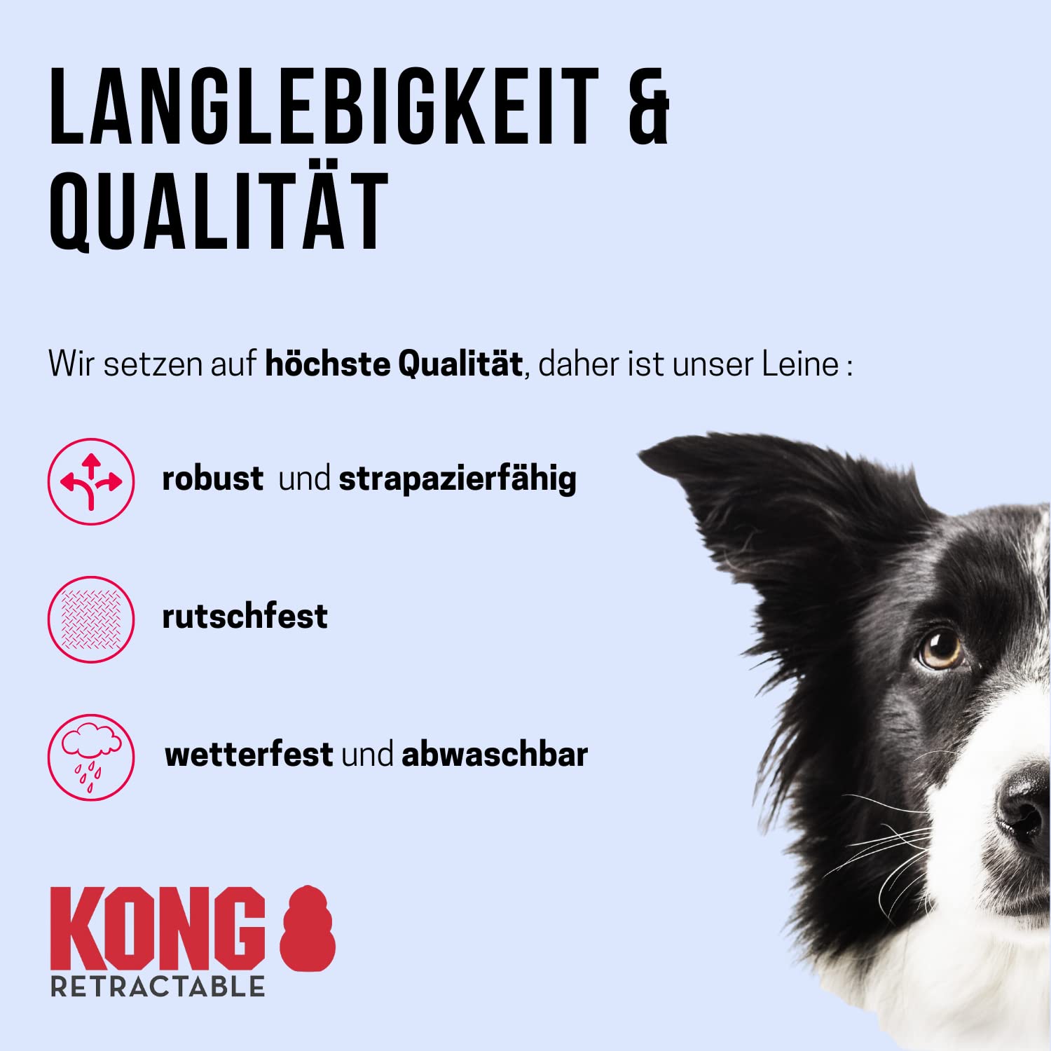 Alcott Kong Ultimate Retractable Dog Leash, Extra Large, Red, 16' Long