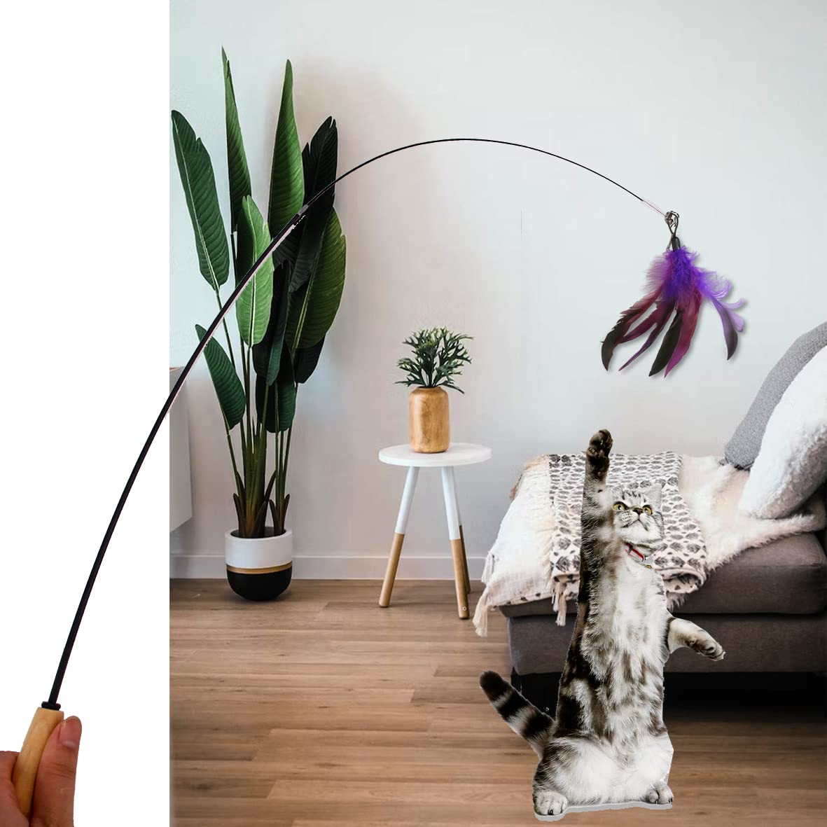 Logfaadcoi 10-Pack Of Vibrant Feathered Cat Toy Refills: Perfect Wand Attachments For Indoor Cats, Enhance Your Pet'S Playtime W